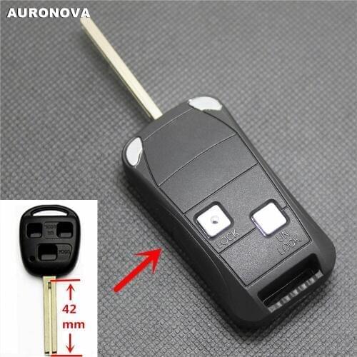 AURONOVA for Lexus IS GS ES LS RX IS200 LS400 ES300 GS300 Flip Folding Key 2 Buttons Modified Car Key Shell Case