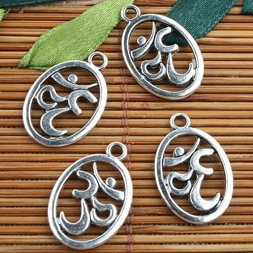 Alloy metal Tibetan Silver 2sided oval Simple charms 40pcs EF0099