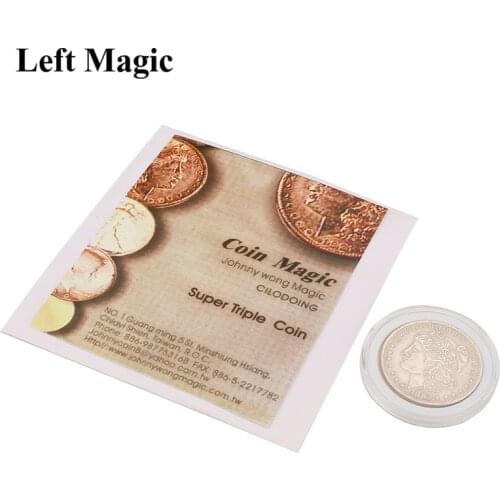 Super Triple Coin (Morgan Dollar, with DVD) by Johnny Wong Coin Magic Tricks Gimmick Appear Vanish Magician Close Up Illusions