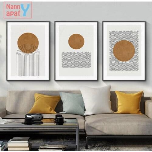 Vintage Abstract Line Art Canvas Painting Sea Level Sunset Poster Modern Home Decoration Wall Art Decoration Hd Print Pictures