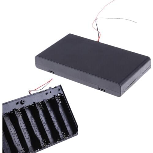 On/off 8x1.5V 12V 8AA 2A Battery Case Storage Box 8 AA Battery Holder With Switch Wire Leads Diy 8 Slot AA 8XAA 8 X AA