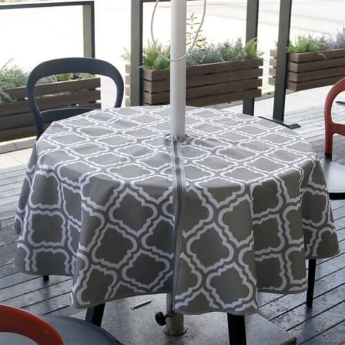 High Quality Table Cover Zippered Spill-proof Tablecloth Wrinkle Resistant Water-proof Polyester Water-proof Tablecloth for Home