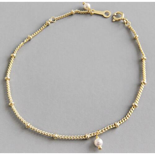 100% 925 sterling silver female wrist bracelets for women present, simple simulated pearl bracelets & bangles gold color jewelry