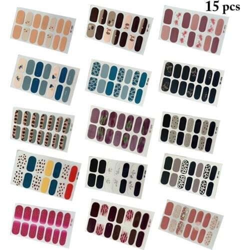 15 Sheets/1Set Leopard Nail Stickers Waterproof Fashion Nail Decals DIY Nail Art Decorations Sexy Designs Nail Art Stickers