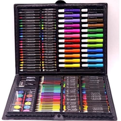 168pcs Drawing Pen Art Set Kit Painting Sketching Color Pencils Crayon Oil Pastel Water Color Glue with Case for Children Kids