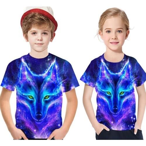 2020 Kids Boys T Shirt Cartoon Wolf 3d Print Short Sleeve Summer Girls 3D T-shirts Tops Children T-shirt for Boys Tees Clothes