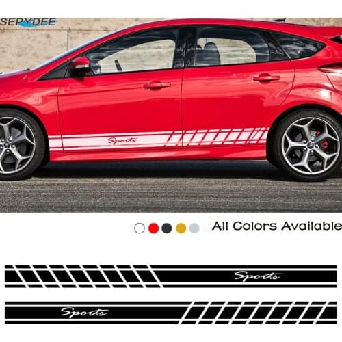 2Pcs/lot Car Stickers Door Side Skirt Sticker Body Long Stripes Vinyl Decals For Ford Focus 2 3 MK2 MK3 Car Styling Accessories