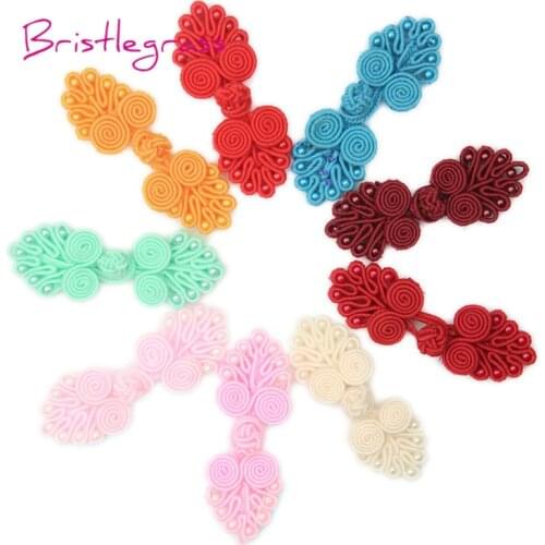 BRISTLEGRASS 5 Pair Handmade Beaded Flower Chinese Knot Buttons Frog Closure Ribbon Fastener Cheongsam Costume Suit Sewing Craft