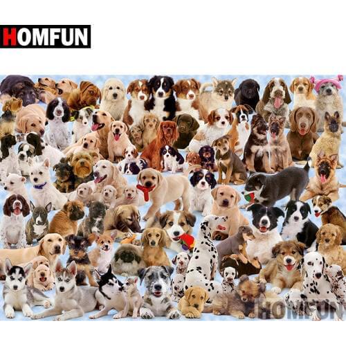 HOMFUN 5D DIY Diamond Painting Full Square/Round Drill "Animal dog" 3D Embroidery Cross Stitch gift Home Decor A08253