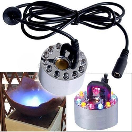 Free Shipping 1 PCS New 12 LED 20mm Mist Maker Misting Fogger Fog Water Fountain Pond Atomizer Air Humidifier Aquarium crafts