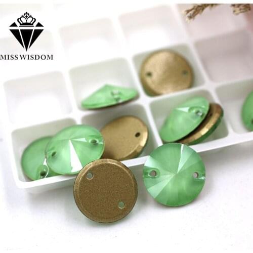 Hot selling flatback glass sew on rhinestones double hole Round shape Olive Mocha crystal rhinestone diy clothing accessories