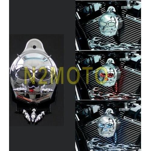 Motorcycle Chrome Zombie Horn Cover Skull Cowbell Horn Guard for Harley Davidson 1992-2017 Flasher