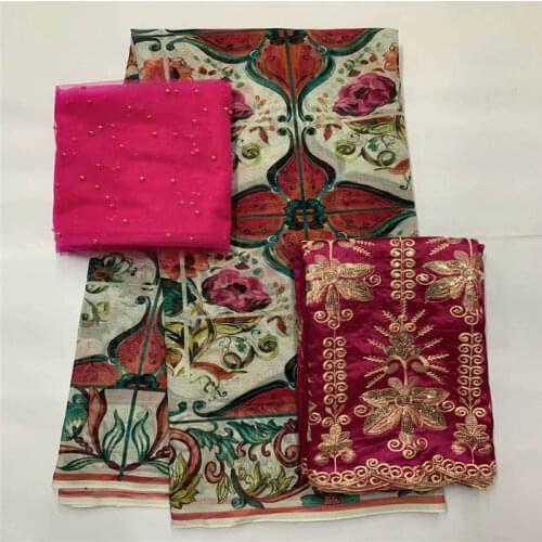 3 Piece Set 2021High Quality 100% Cotton Embroidery 2+5+2 Yards /Set Lace Fabric For Womens Dress Textile material!LXF3.3201