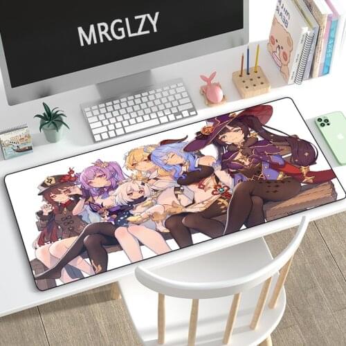 MRGLZY Genshin Impact Multi-size Mouse Pad Gamer Anime Sexy Girl Large Desk Mat Computer Gaming Peripheral Accessories MousePad