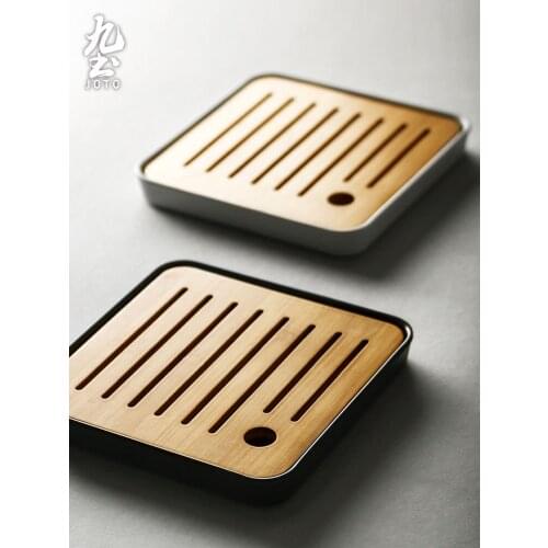 Small Tea Tray Square Water Storage Saucer Bubble Tray Tea Ceremony Kung Fu Bamboo Tray Strong Bamboo Tea Tray