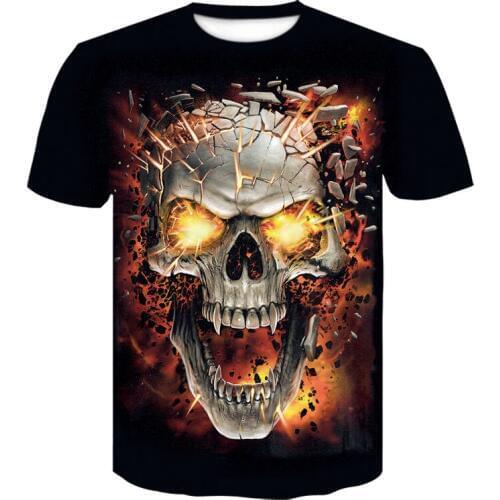 Top selling mens new design printed 3D exploding skull short-sleeved T-shirt 2020 summer trend harajuku tops