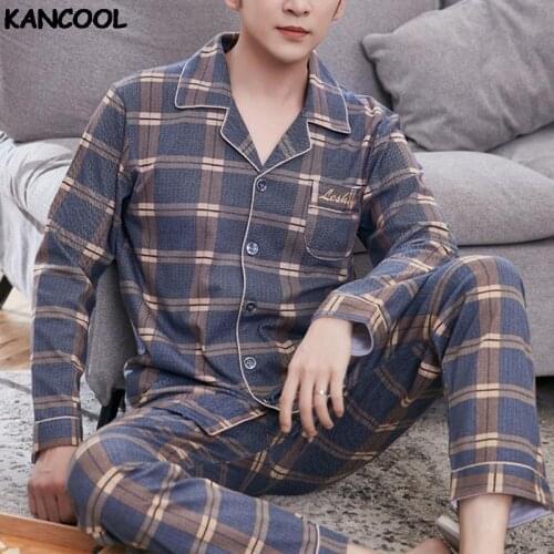 Mens Pajama Sets Spring Autum Plus Size Homewear Simple Sleepwear Long Sleeve Print Pajamas For Men High Quality Casual Outwear