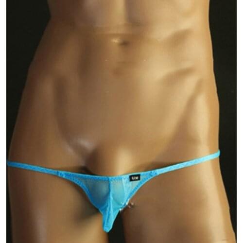 Men See Through G Tring Mini Erotic T-back Thong Mans Low Waist Transparent Mesh Solid Brief Open Butt Underwear Sexy Male Pant