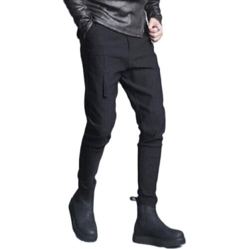 Mens beamed harem pants mens trousers Korean version of the trend of slim feet pants winter plus velvet thick tight pants