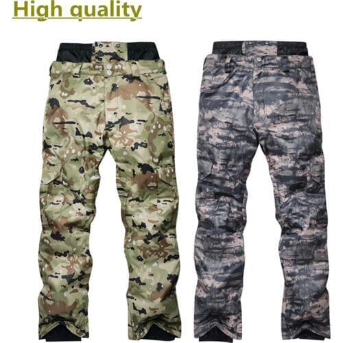 High quality Mens winter snowboard pants outdoor windproof waterproof warm camouflage thick high waist ski pants