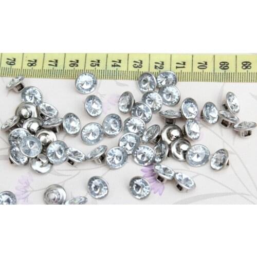 Set of 300pcs Bridal Costume Rhinestone Crystal Clear shank Buttons set in silver Tone 10mm