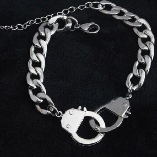 Handcuffs bracelet Stainless Steel Hand Ornament gifts for couples men and women hip hop punk jewelry accessories Handcuff