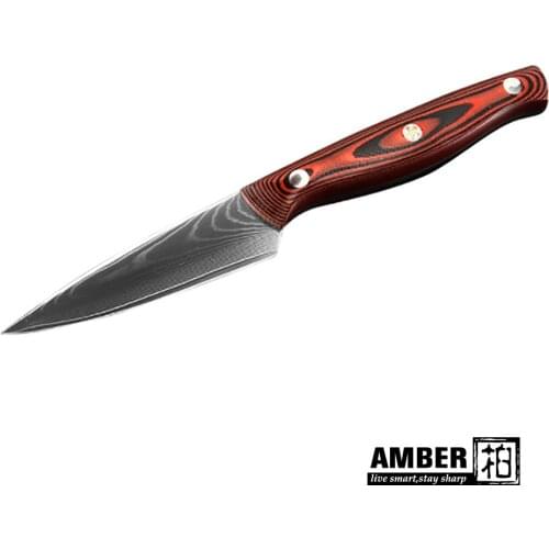 AMBER 3.5" PRO Fruit Knife Damascus Steel Kitchen Knives Tools Japanese VG10 Core Razor Sharp Blade with G10 Handle