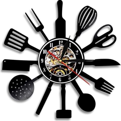 Knife Fork Spoon Wall Clock Cutlery Design Knife Fork Spoon Kitchen Clocks Cooking Set Home Fashion Wall Decor For Kitchen Gift