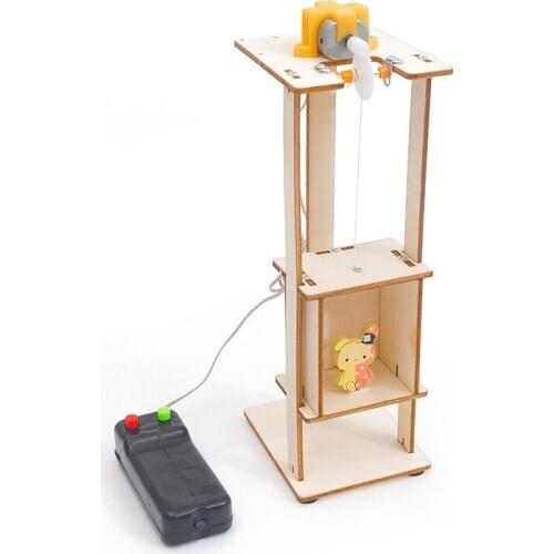 STEM Educational toys DIY kids Science Experiment Electric Science Model Kits physics technology toys Wooden Elevator
