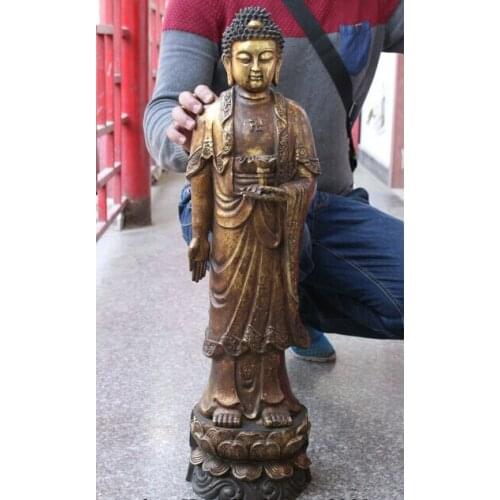Wholesale factory 31" Tibet Bronze Gilt Buddhism Temple Shakyamuni Sakyamuni Buddha Stupa Statue AE1024