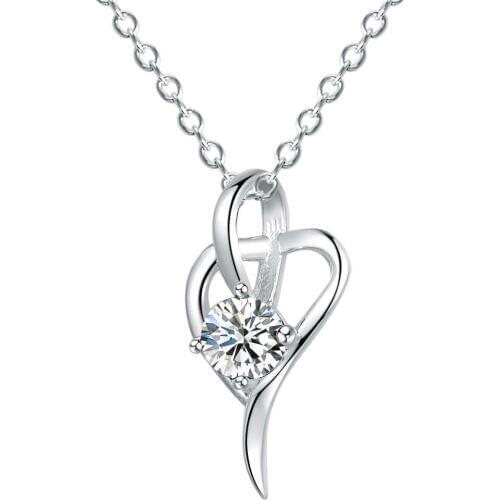 Wholesale Silver Plated Charm Jewelrys Necklace,free Shipping Fashion Fashion Jewelry Pendant Heart Set With Stone AN977
