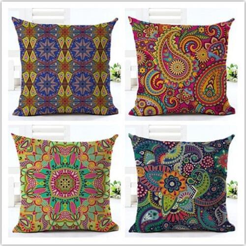 Bohemian Style paisley Printed Houseware Decor Cojines Printed Sofa Pillow Throw Linen Cotton Pillow Cushion cover Almofadas