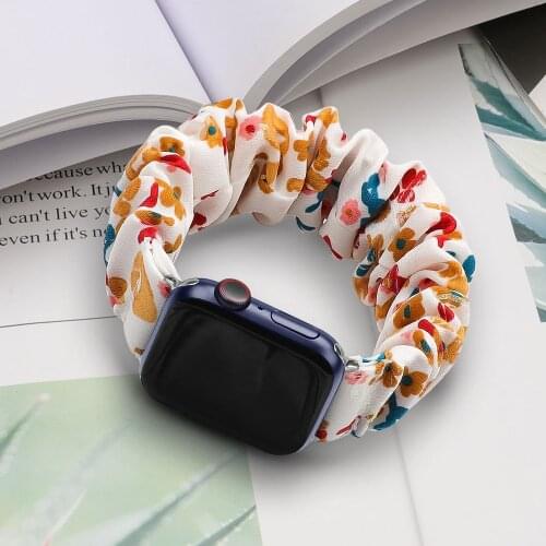 Loop Strap for Apple Watch Band Scrunchie 38mm 40mm 42mm 44mm Nylon Cloth Wristband for iWatch SE/6/5/4/3/2/1 Women Bracelet