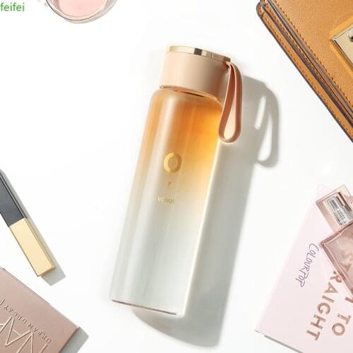 Luxury Gradient Colors Glass Water Bottle 400ml Portable Tea Bottle Juice Shaker Bottle Adults Gifts Eco-friendly Camping Office