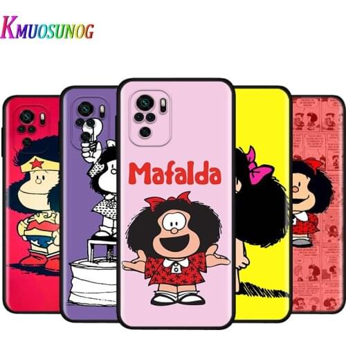Silicone Cover Cartoon girl Mafalda For Xiaomi Redmi Note 10 10S 9T 9S 9 8T 8 7 7S 6 5A 5 4 4X 5G Pro Max Phone Case