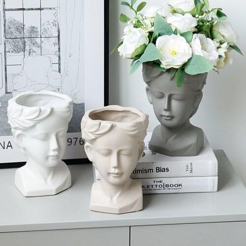 Nordic Ceramic Body Art Human Face Dried Flower Vase Sculpture Decoration Living Room Dining Room Home Decor Ornaments