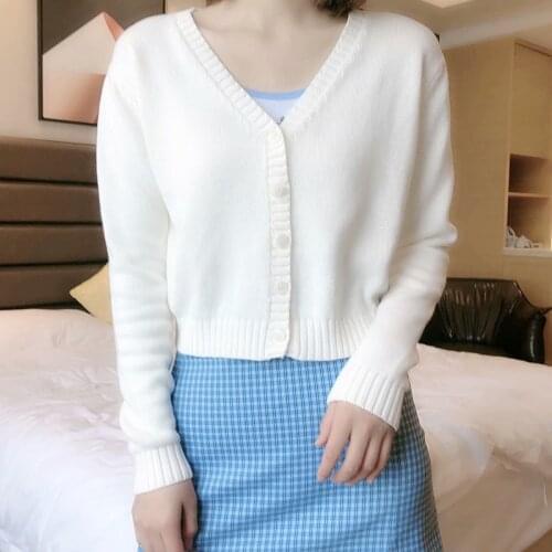 UNUTH Girls Short Bomb Sweaters 2021 Spring-Autumn Fashion Ladies Soft Cotton Cardigans Vintage Women Chic Tops