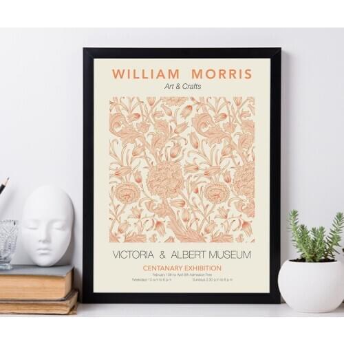 William Morris - Soft Orange Pastel Color Printable Art Exhibition Printable Poster, Digital Download