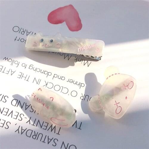 5cm New High-quality Women Simple Clips Hair Barrettes Acetate Blooming Fashion Headband Perfect Gift Sweet Cat Bear Clip