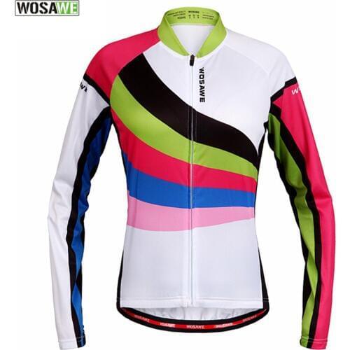 WOSAWE Women Cycling Jacket Long Sleeve Breathable Spring Autumn Bike Shirt Bicycle Wear Racing Riding Top Pro Cycling Sportwear