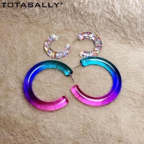 TOTASALLY Fashion womens colorful Acrylic Big size Stud Earrings for party night club show