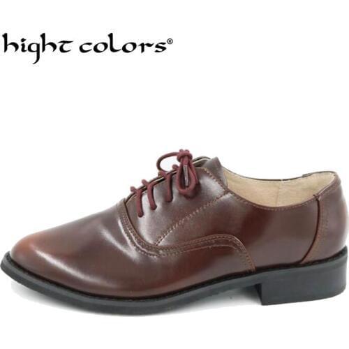 Oxford Shoes For Women Brogue Woman Cow Leather Martin Ankle Female Casual Shoes Flats 2019 Spring Autumn Lace-Up Zapatos Mujer
