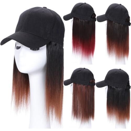 ZM Short Brown12" 30cm Baseball Cap Wig Ombre 2 Tone Synthetic Straight Hat Wig for Women 1b Bur/27 30 350 Naturally Connection