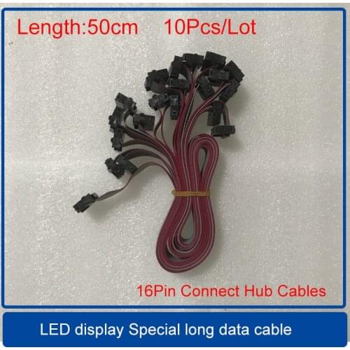 10Pcs 16Pin 50cm LED Display Long Flat Wire Connector Gray Flat Ribbon Data Cable Hub Flat Cable Signal Transmit Date Line