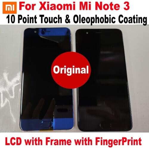 100% Original Best For Xiaomi Mi Note 3 Glass Sensor LCD Display Touch Panel Screen Digitizer Assembly with Frame + Fingerprint