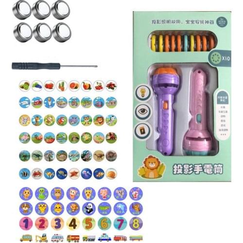 2pcs Projector Torch Kids Flashlight Story Book Early Educational Light-up Toys Sleep Light Preschool Fairy Projection Lamp Gift