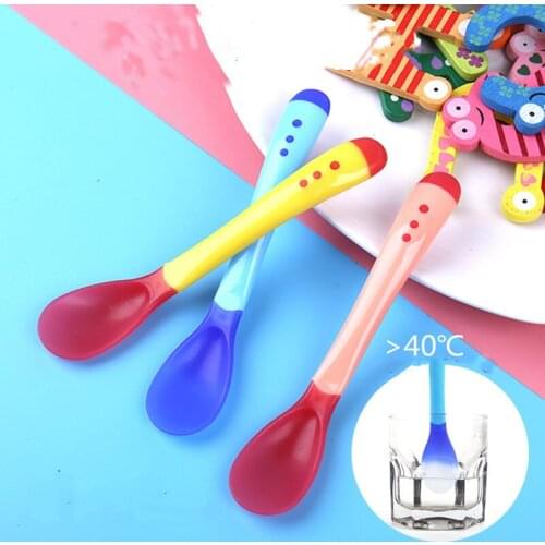2pcs/set Temperature sensing Spoon and Fork Feeding Sets BPA Free Baby Tableware Kids Heat Sensitive Spoon Toddler Dishes