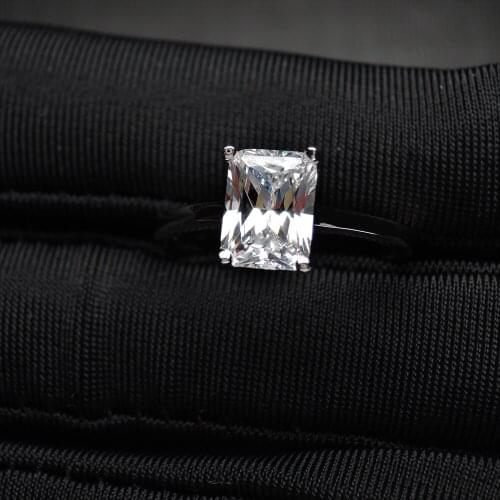 2021 Simple 6*8MM 1CT Rectangle Rings For Women Holiday Birthday Fine Jewelry Gifts