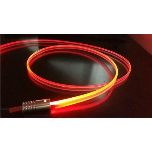 5M(L) soft Dia.3mm clear T-type Skirt Side Glow Fiber Optic Cable Car Pickup light DIY w/side ribbon Interior PMMA Mounting RGB