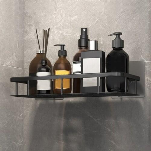 Bathroom Accessories Shelf Adhesive Suction No Drill Aluminum Wall Mount Corner Shelf Storage Rack